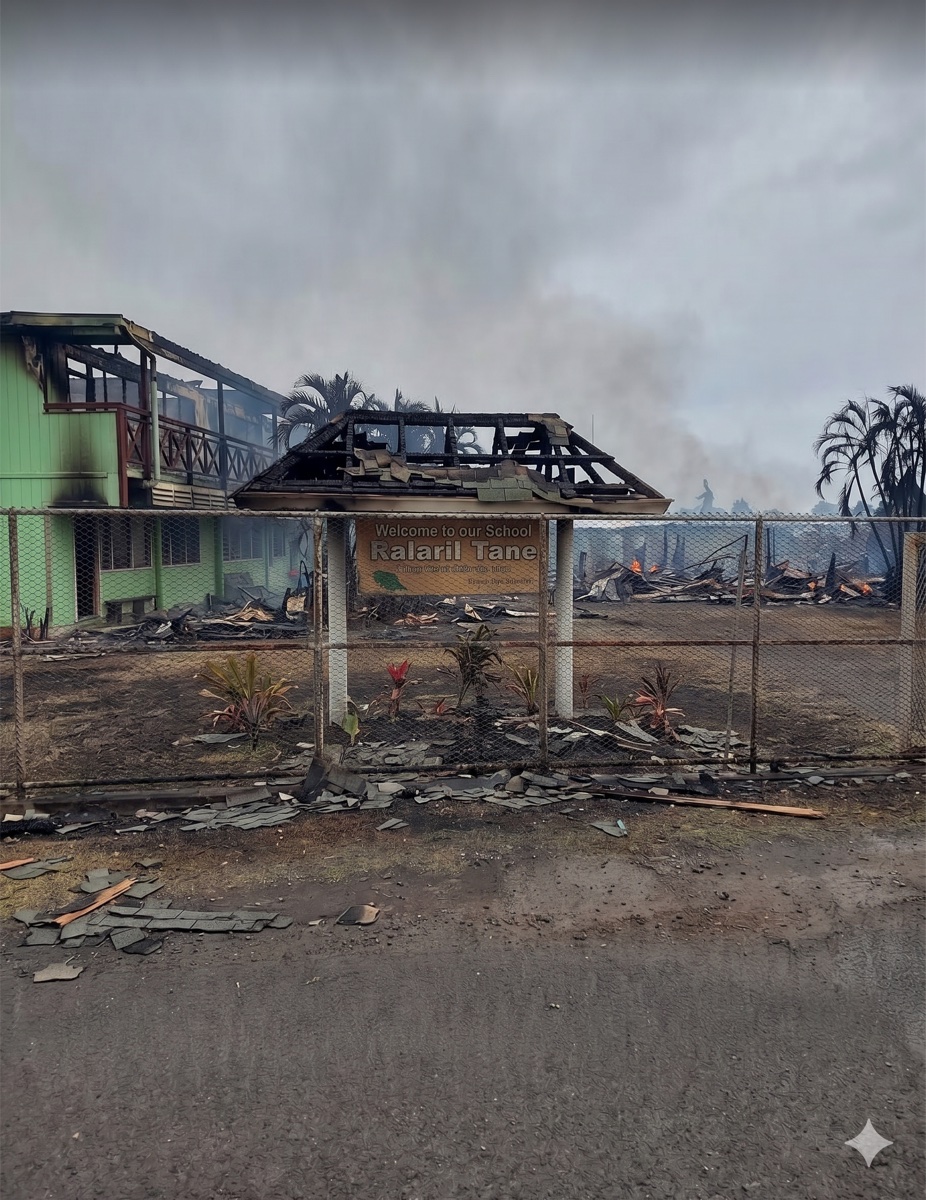 École en flammes