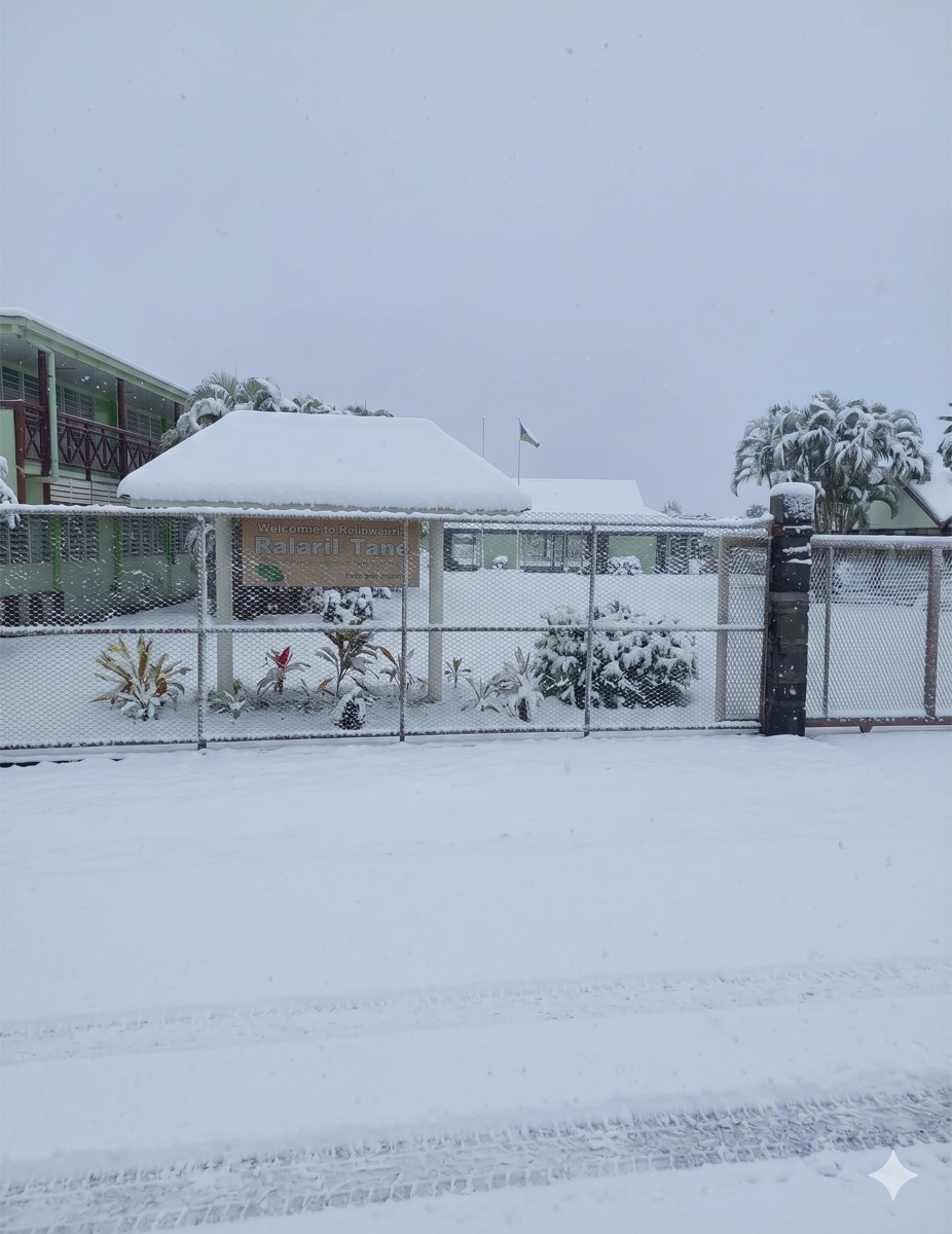 École sous la neige